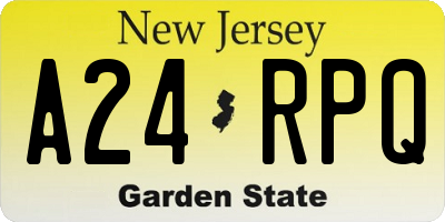 NJ license plate A24RPQ