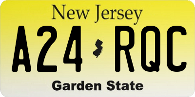 NJ license plate A24RQC