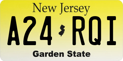 NJ license plate A24RQI