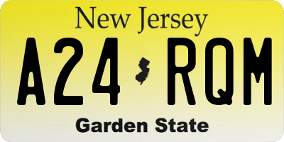 NJ license plate A24RQM