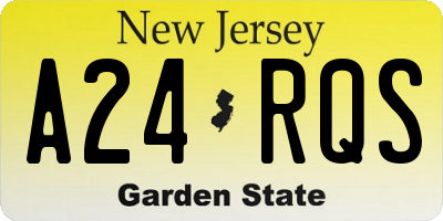 NJ license plate A24RQS