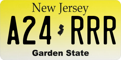 NJ license plate A24RRR