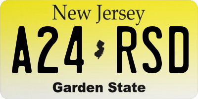 NJ license plate A24RSD