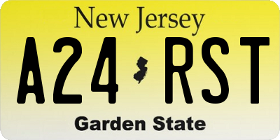NJ license plate A24RST