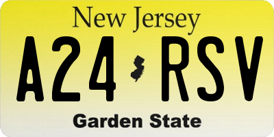 NJ license plate A24RSV