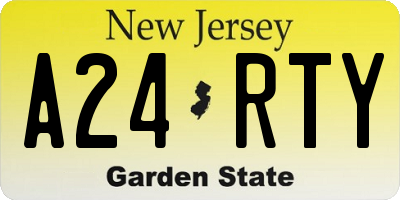 NJ license plate A24RTY
