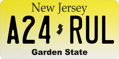 NJ license plate A24RUL