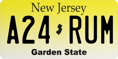 NJ license plate A24RUM