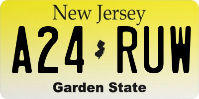 NJ license plate A24RUW