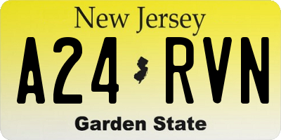 NJ license plate A24RVN