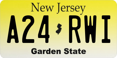NJ license plate A24RWI