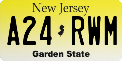NJ license plate A24RWM