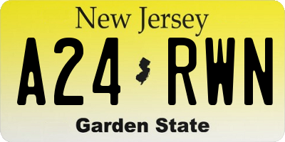 NJ license plate A24RWN