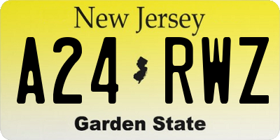 NJ license plate A24RWZ