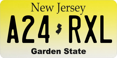 NJ license plate A24RXL