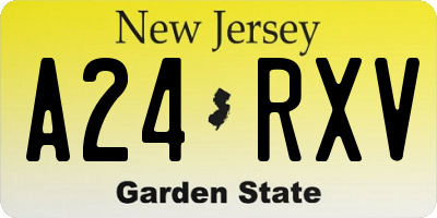 NJ license plate A24RXV
