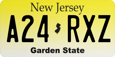 NJ license plate A24RXZ