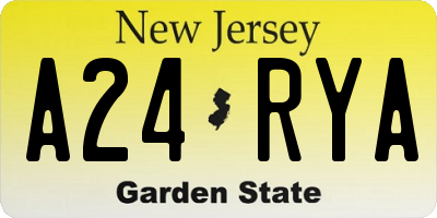 NJ license plate A24RYA