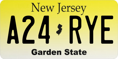 NJ license plate A24RYE