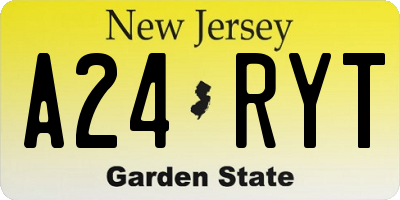 NJ license plate A24RYT