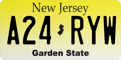 NJ license plate A24RYW