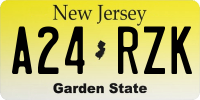 NJ license plate A24RZK