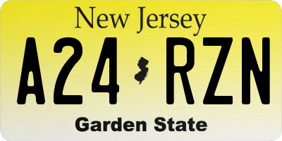 NJ license plate A24RZN