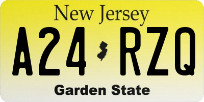 NJ license plate A24RZQ