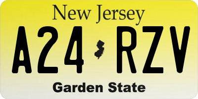 NJ license plate A24RZV