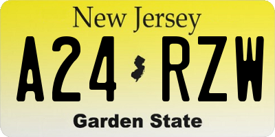 NJ license plate A24RZW