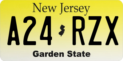 NJ license plate A24RZX