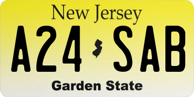 NJ license plate A24SAB