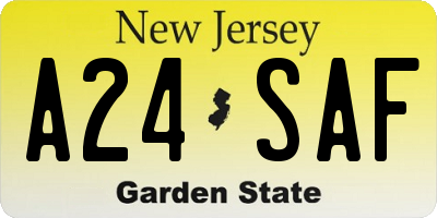 NJ license plate A24SAF