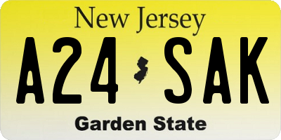 NJ license plate A24SAK