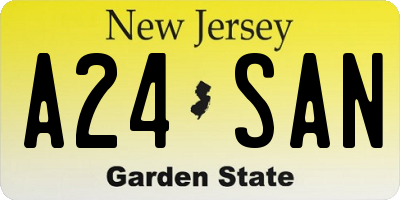 NJ license plate A24SAN