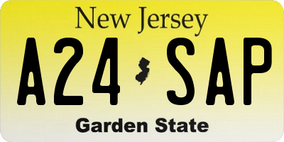 NJ license plate A24SAP