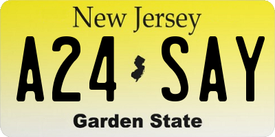 NJ license plate A24SAY