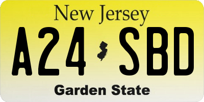 NJ license plate A24SBD