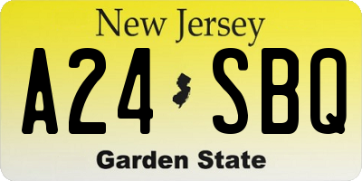 NJ license plate A24SBQ