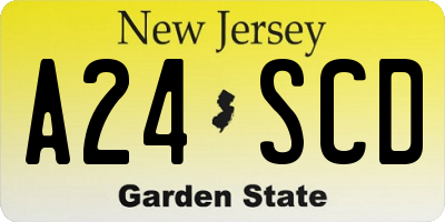 NJ license plate A24SCD