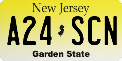 NJ license plate A24SCN
