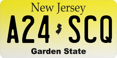 NJ license plate A24SCQ