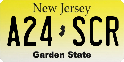 NJ license plate A24SCR