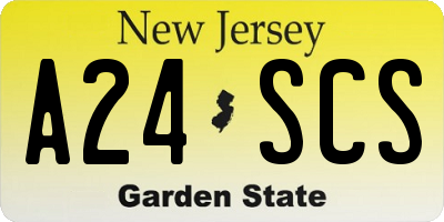 NJ license plate A24SCS