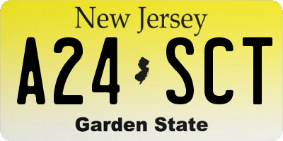 NJ license plate A24SCT