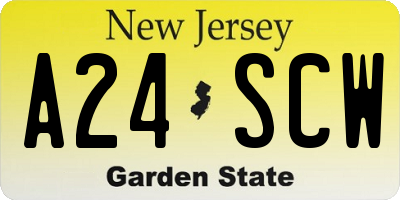 NJ license plate A24SCW