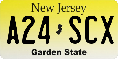 NJ license plate A24SCX