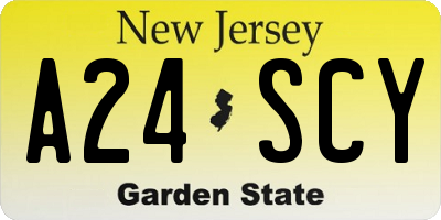 NJ license plate A24SCY