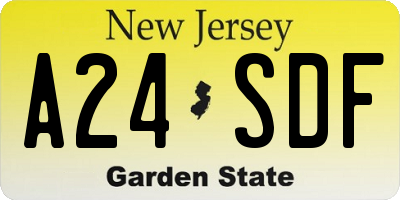 NJ license plate A24SDF