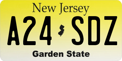 NJ license plate A24SDZ